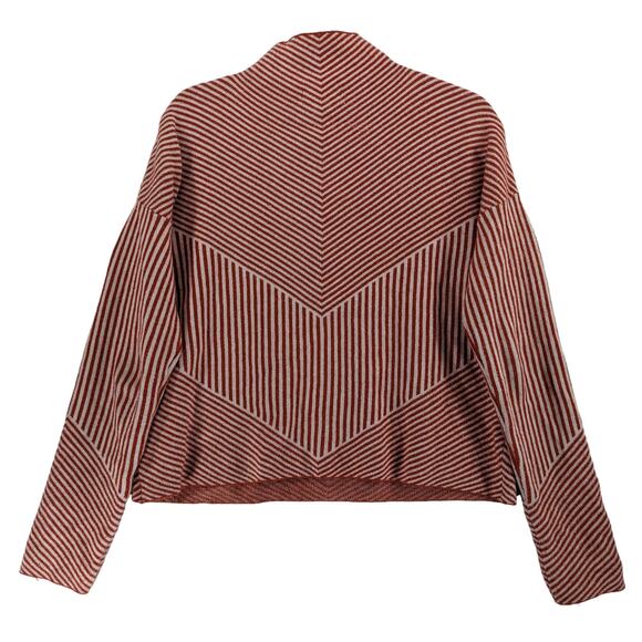 Cynthia Rowley Striped Sweater Medium Orange White Classy Mock Neck Oversize - Picture 3 of 11